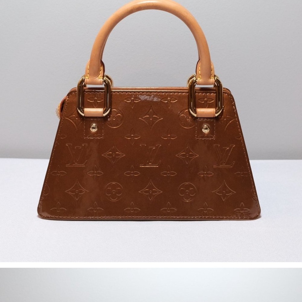 LOUIS VUITTON Forsyth small handbag golden brown monogram patent leather VINTAGE